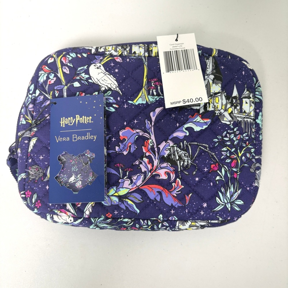 Vera Bradley Harry Potter Forbidden Forest Cord Organizer Case Quilted Tech Bag